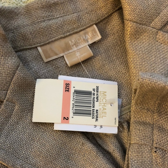 NWT Michael Kors 100% linen peplum jacket w/ gold - Picture 4 of 5